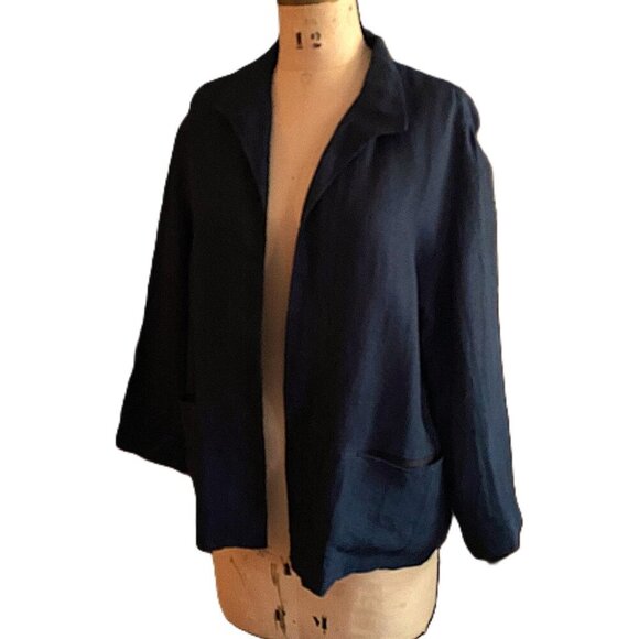 Vintage 90s 00s LIDA BADAY minimalist boxy linen jacket blazer - Picture 2 of 13